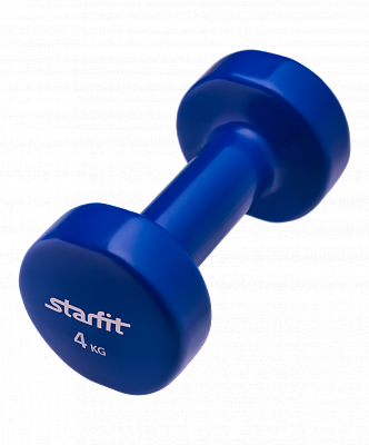 Гантель виниловая StarFit DB-101 4 кг, темно-синяя